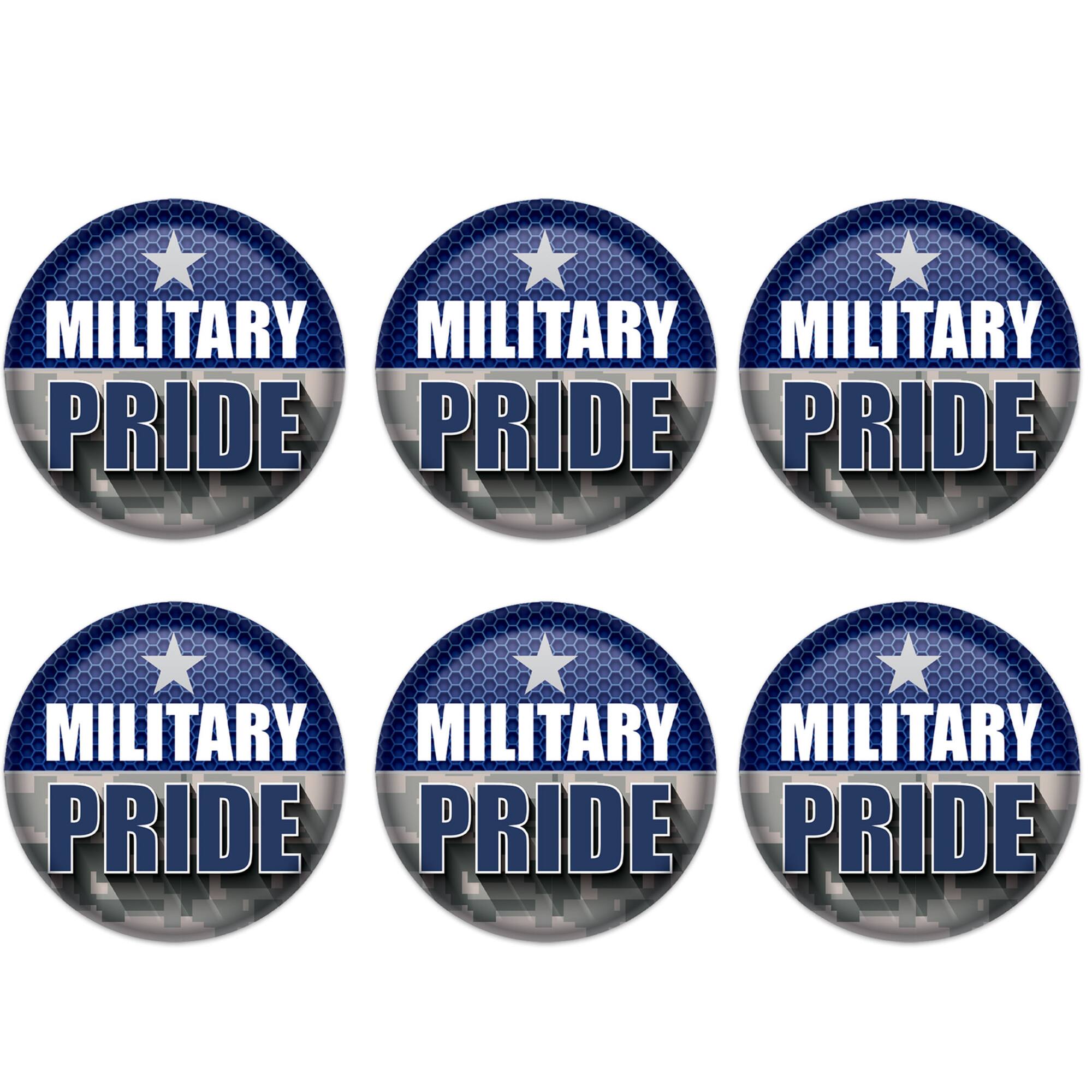 Beistle 2" Blue & Silver Military Pride Buttons, 6ct.